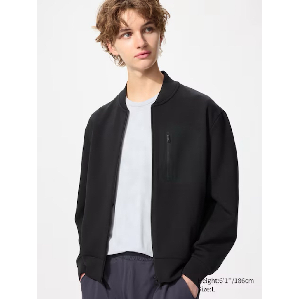 UNIQLO Jaket Sweat Dry Stretch Ritsleting Lengan Panjang Full Zip Jacket Original