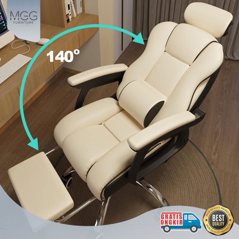 MGG Kursi Kantor Kursi Bos Kursi Kerja Kursi Direktur Dengan Pijanakan Kaki Kursi Kulit Ergonomis