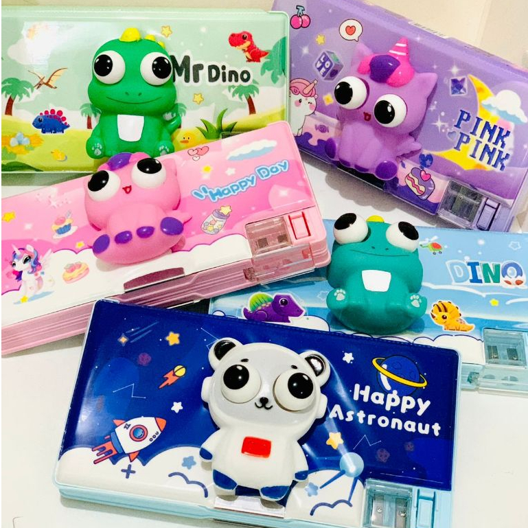 Tempat Pensil Magnet 3D ZL-715 / Kotak Pensil / Pencil Case Anak Sekolah Magnet Karakte / Mata Timbu