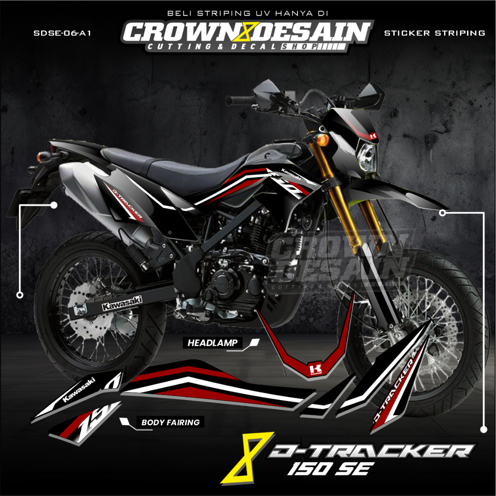 Decal Striping Vinyl Kawasaki D-Tracker 150 SE Variasi Racing Stiker Semifull D-Tracker 150 SE- SDSE