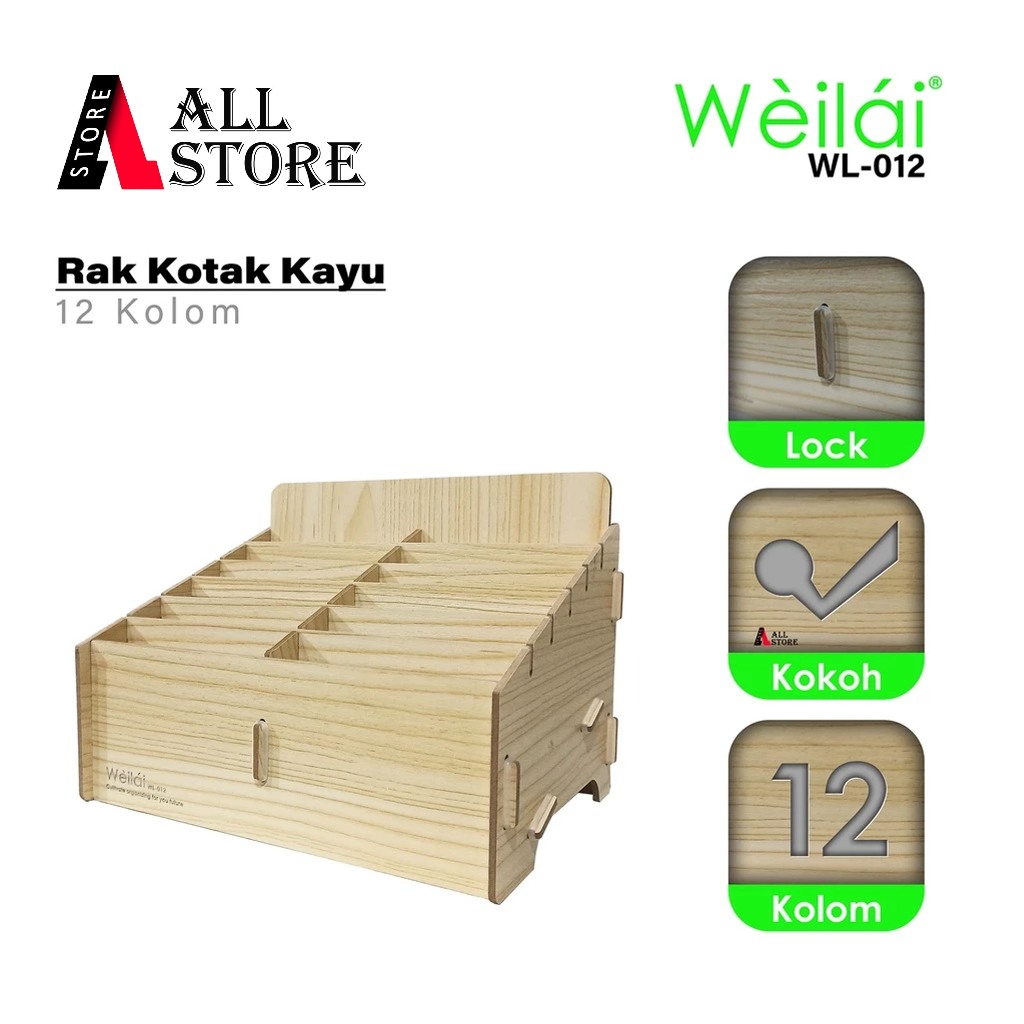 Weilai WL-012 Rak Kotak Kayu HP - Rak Multiguna - Kotak Sparepart 12 Sekat