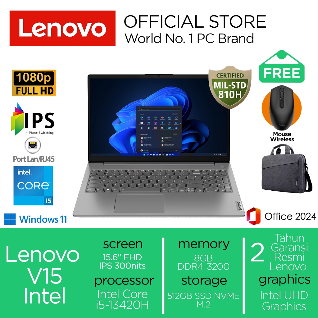 Lenovo V15 G5 i5-13420H 512GB SSD 8GB IPS Win11+OHS