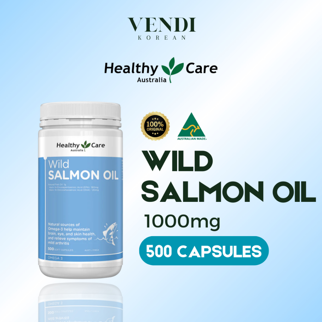 Healthy Care Wild Salmon Fish Oil 1000mg 500 Kapsul Minyak Ikan - Made in Australia 100% Authentic -