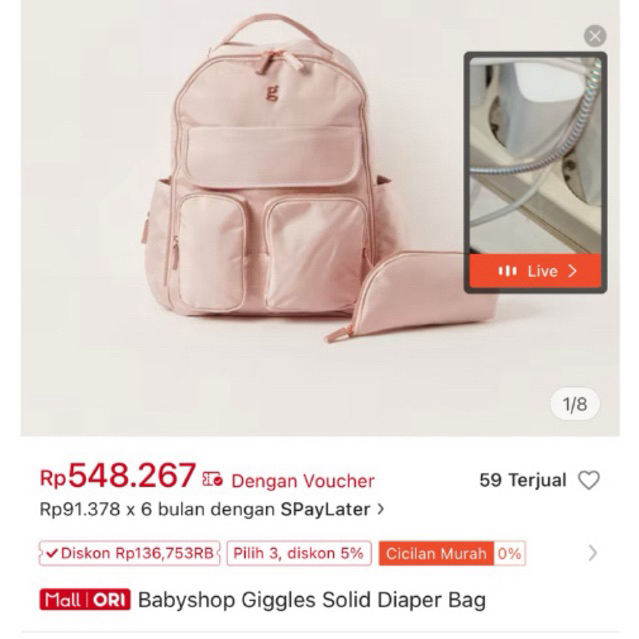 preloved like new diaper bag baby giggles tas bayi
