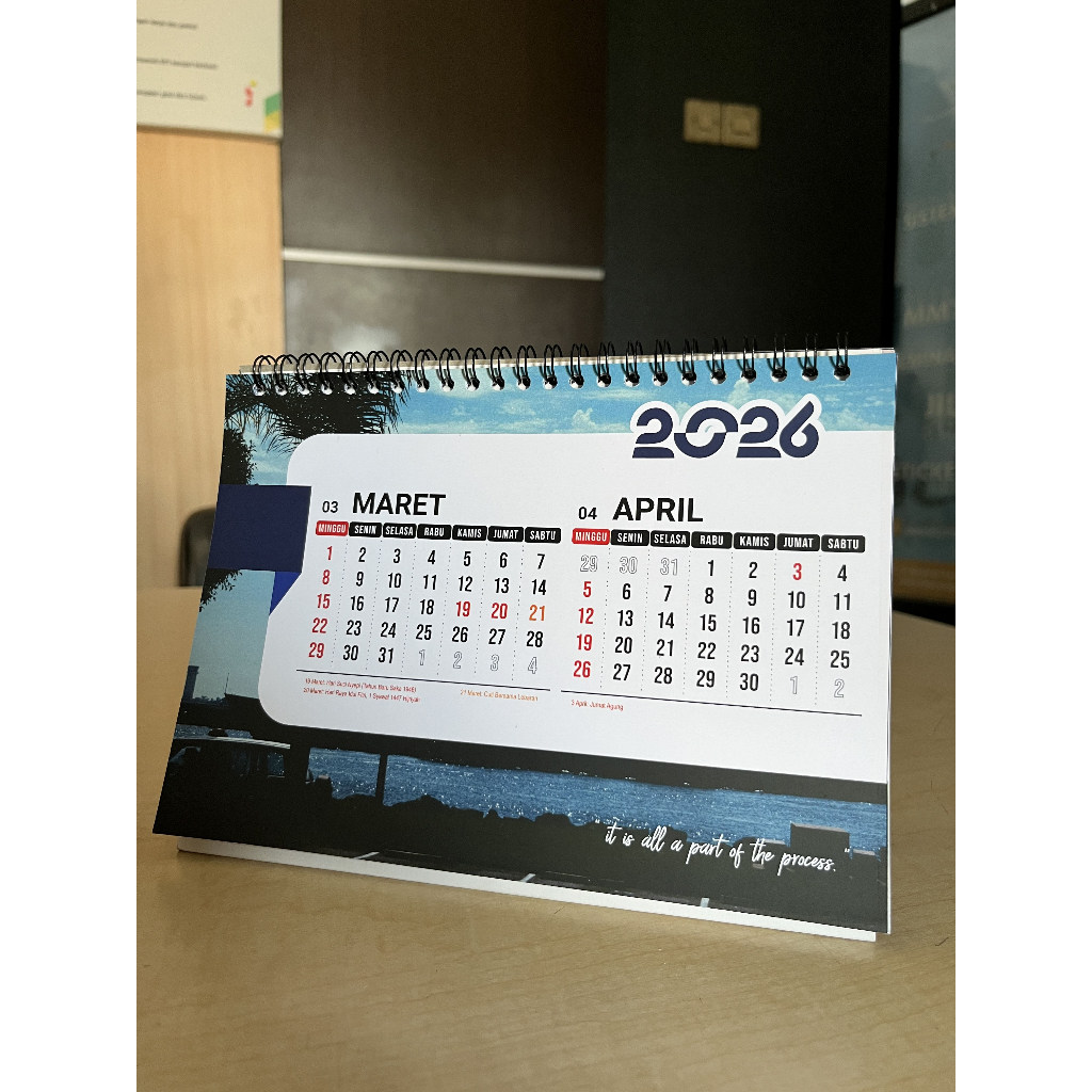 Kalender Meja 2026 | Custom 6 lembar 2 Muka | Linen