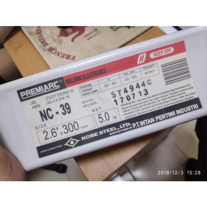 Kobe Steel NC-39 NC39 | Kawat Las Stainless AWS E309-16 | pack 5kg - 2,6mm -3,2mm