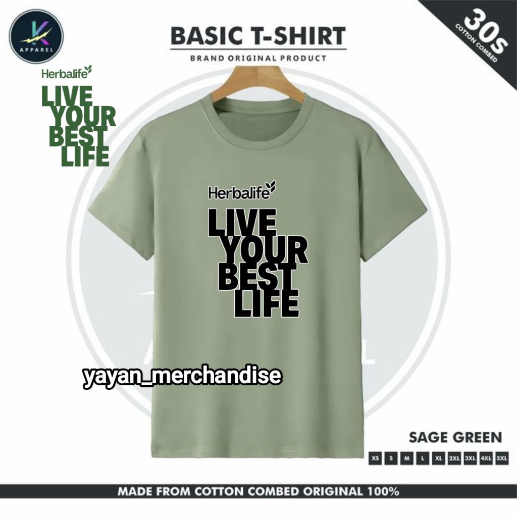 kaos herbalfe katun hijau sage