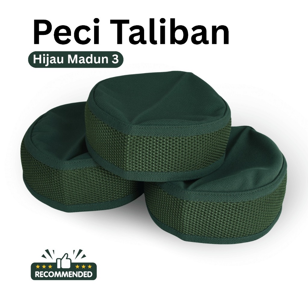 Peci Talibann Hijau Tua Mix Hijau Muda Motif Lubang