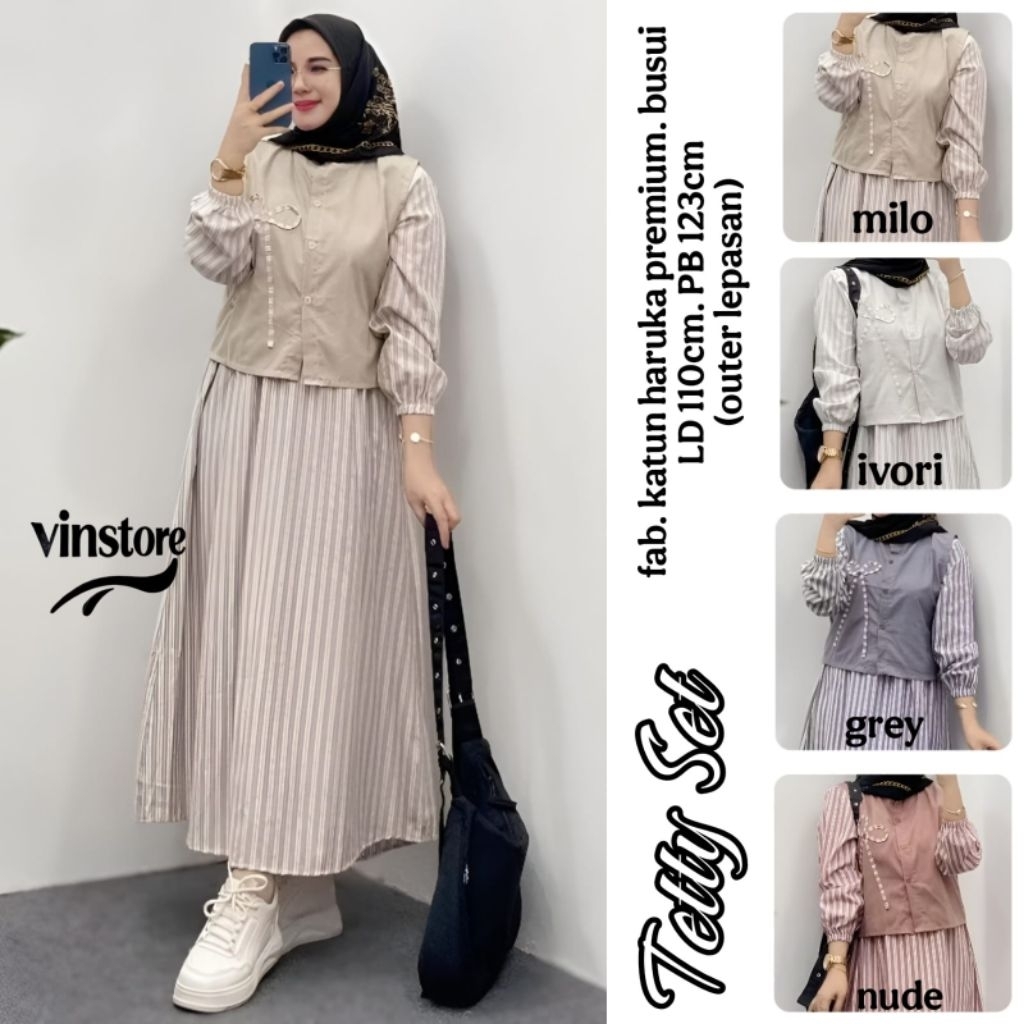 Vinstore - Tetty Set Rok Wanita • Katun Haruka Premium Busui (Outer Lepasan)