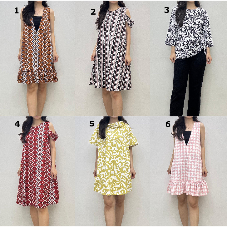 BUTIKEHOUSE - Baju Atasan Blus Jaket Outer Panjang Pendek Motif Salur Bunga Batik Wanita (1-34)