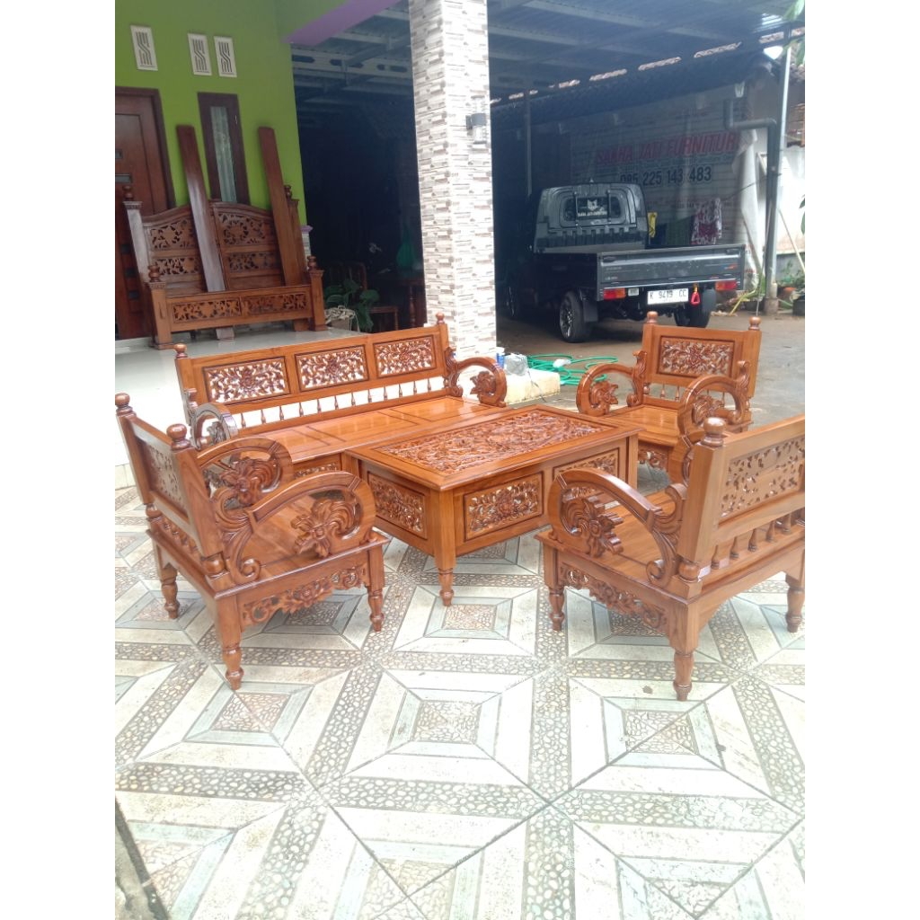 kursi tamu clasic kayu jati 3211+meja