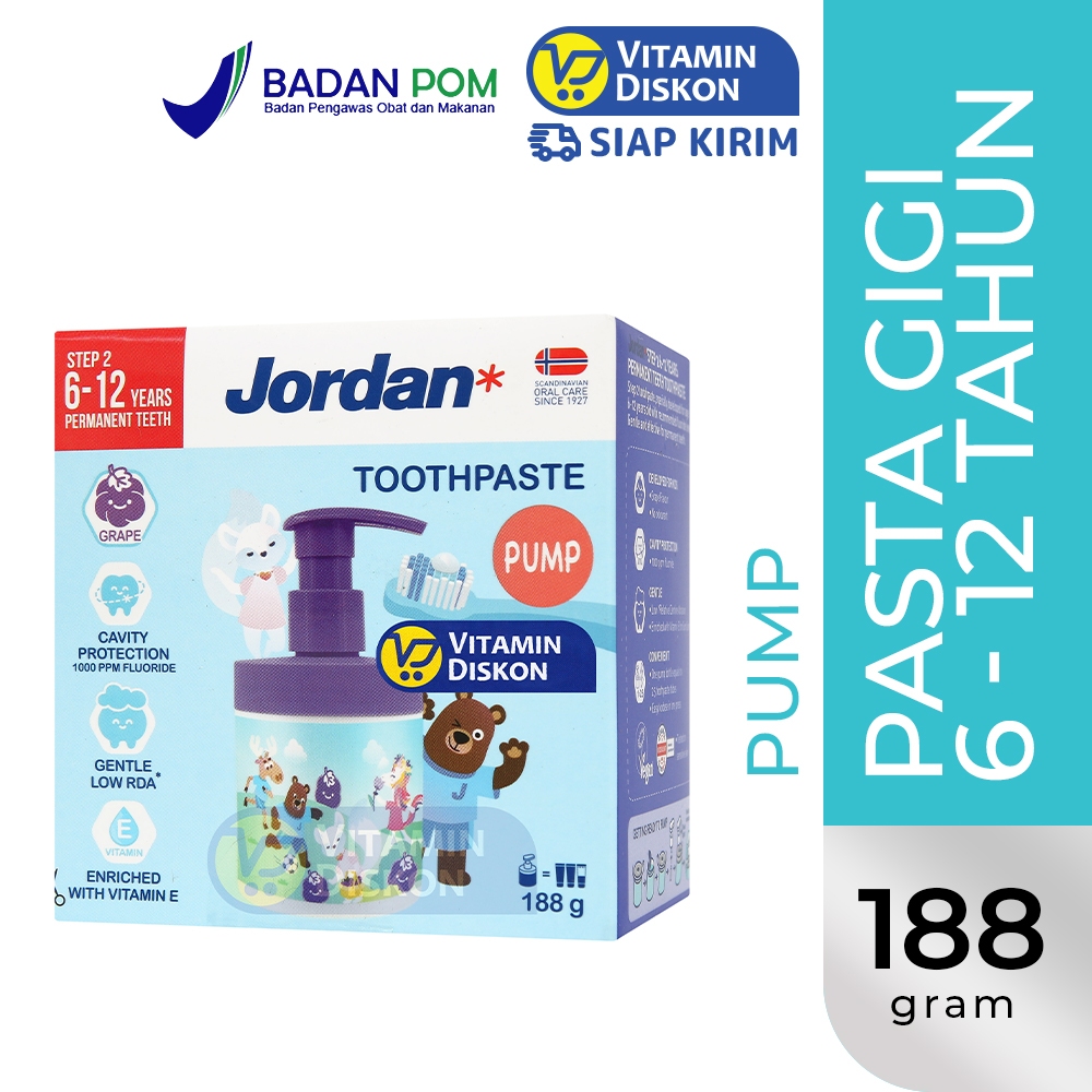JORDAN KIDS TOOTHPASTE STEP 2 GRAPE (6-12 YEARS) | Pasta Gigi Anak, Membersihkan Gigi dan Gusi, Anti