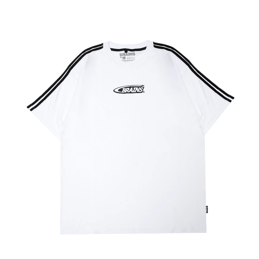 Brains T-shirt Oversize Two Line White - Koas Putih Pria Oversize Original Brand