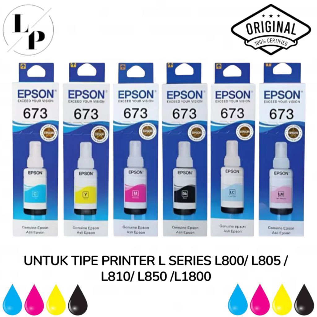 TINTA EPSON 673 ORIGINAL UNTUK PRINTER EPSON L800 L805 L805 L850 L1800