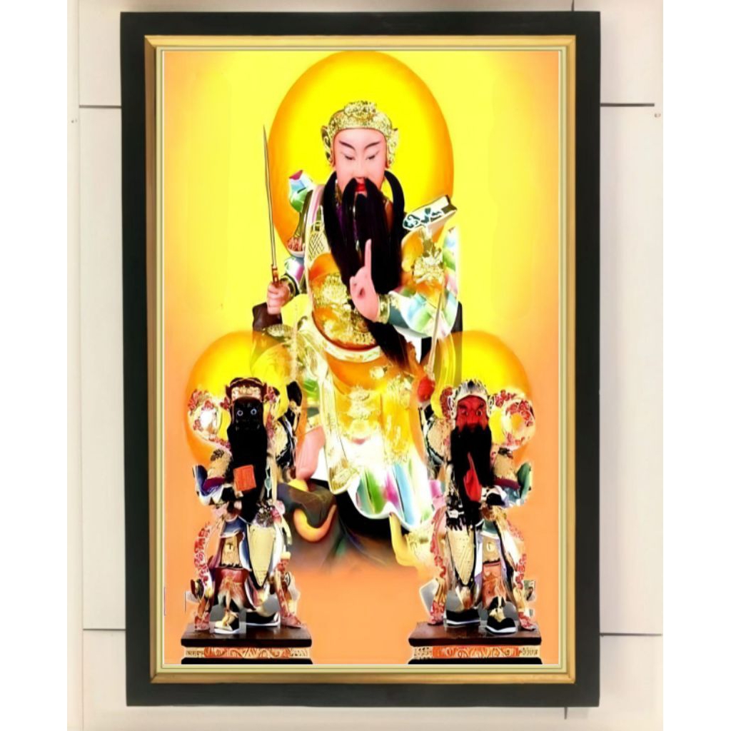 hiasan dinding lukisan cetak dewa siong te kong / hian thian siang tee plus bingkai ukuran 65*45
