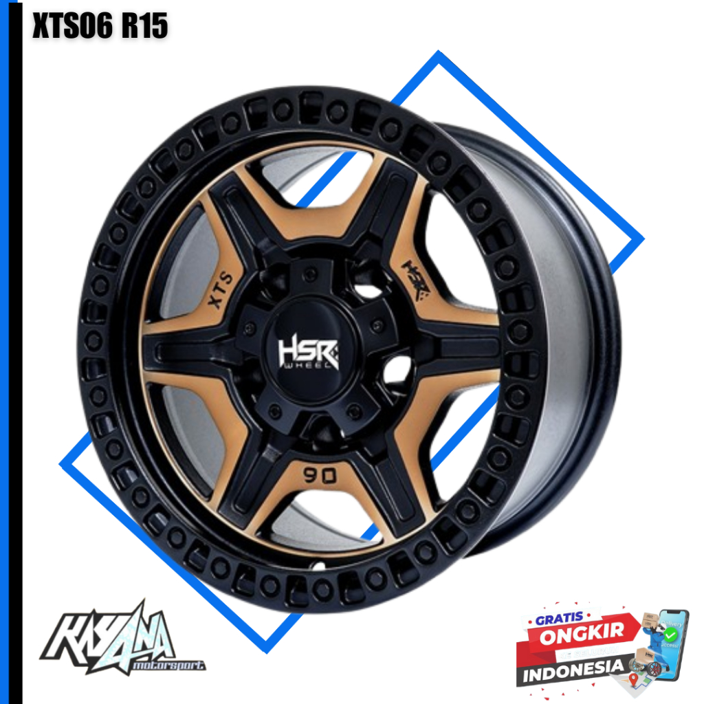 Velg Mobil Ring 15 Baut 5X139,7 Lebar 8 Velg Jimny Escudo Feroza Taft Velg HSR XTS06 Ring 15