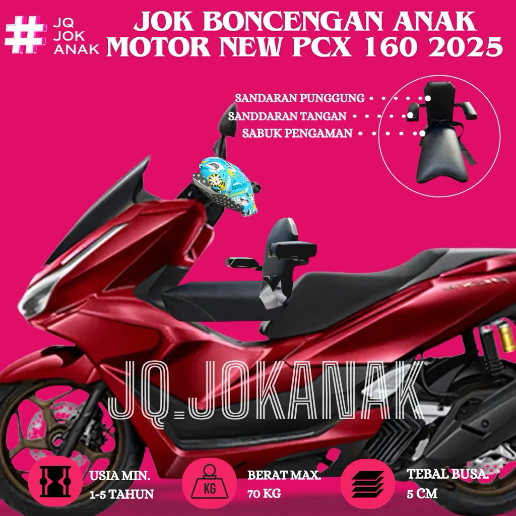 Jok Boncengan Anak Dengan Sandaran Motor NEW PCX 160 2025 Kursi Dudukan Anak Motor Matic