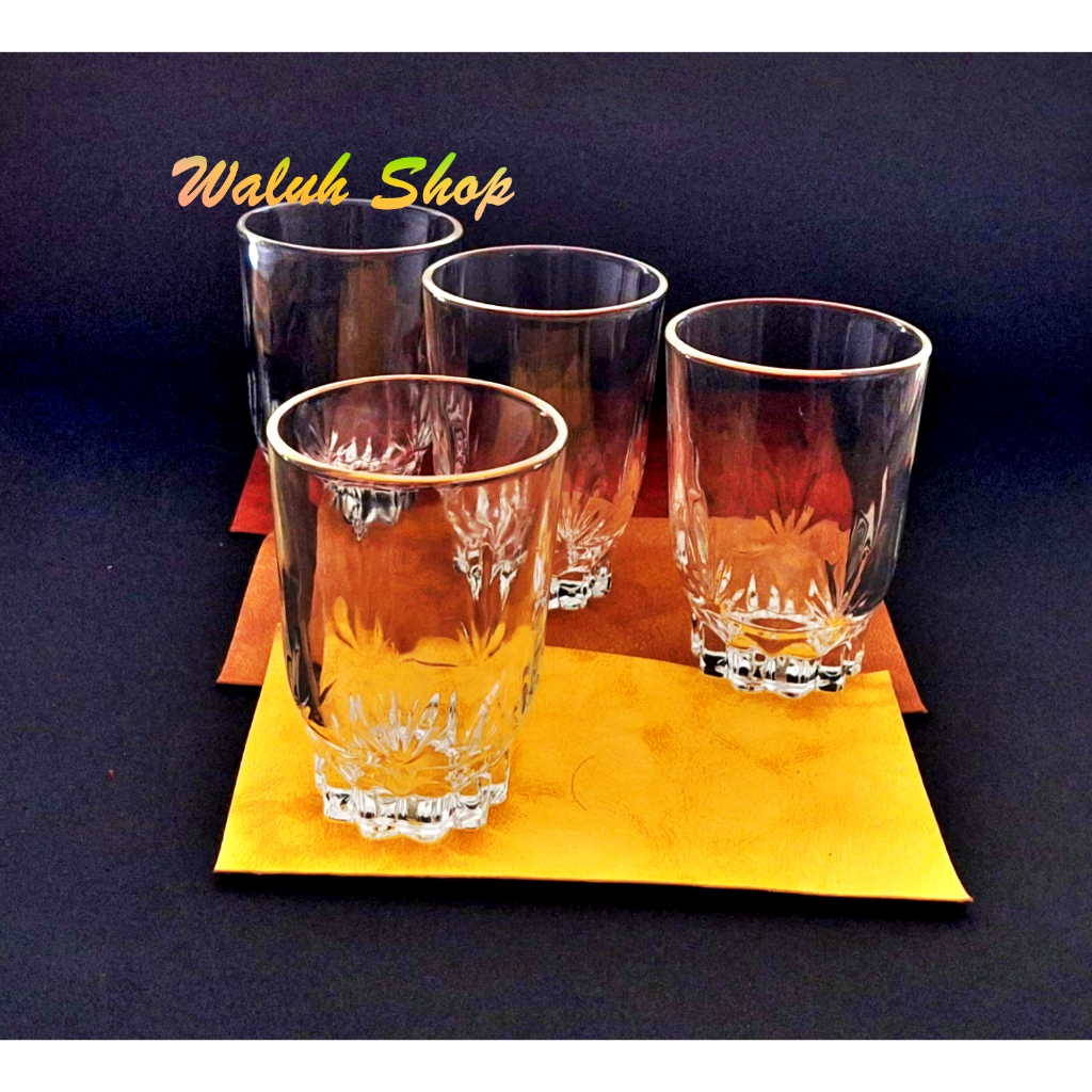 Gelas kopi Kaca Ciu polos motiv unik cantik  harga termurah isi 6