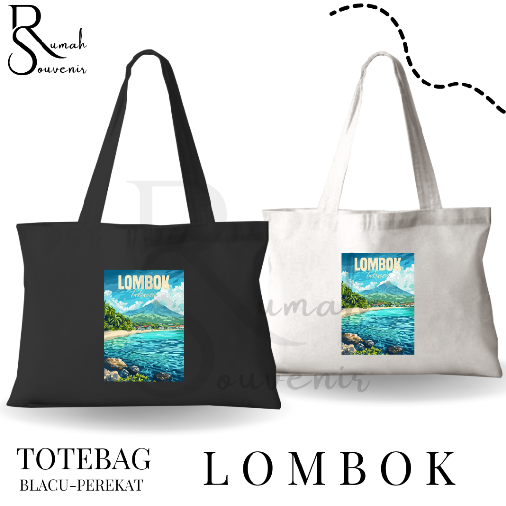 Totebag Blacu Souvenir Lombok NTB Nusa Tenggara Barat Tas Tote bag Oleh oleh Indonesia Model 2