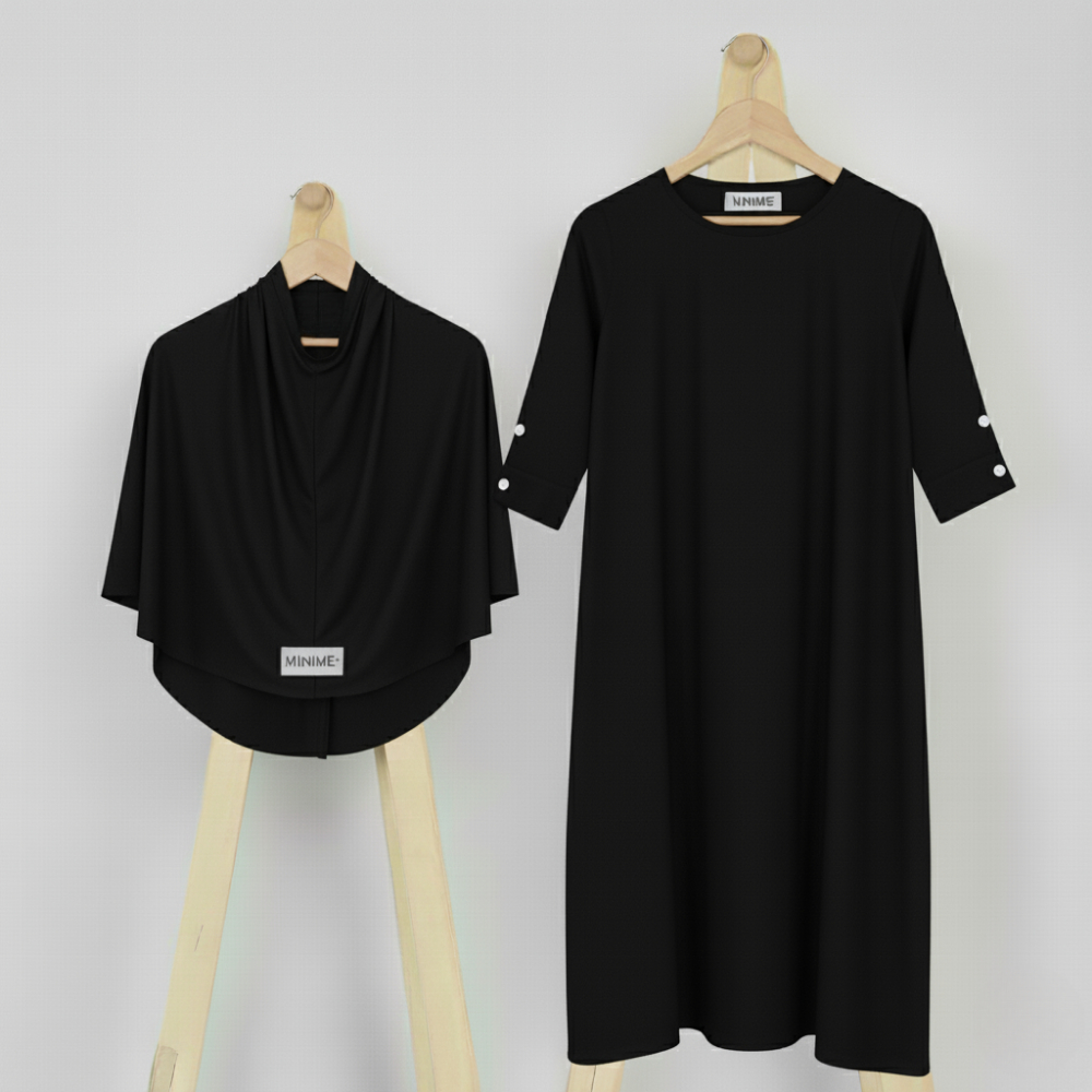 MINIME Gamis Anak Perempuan Abaya Hitam Umur 3 10 Tahun