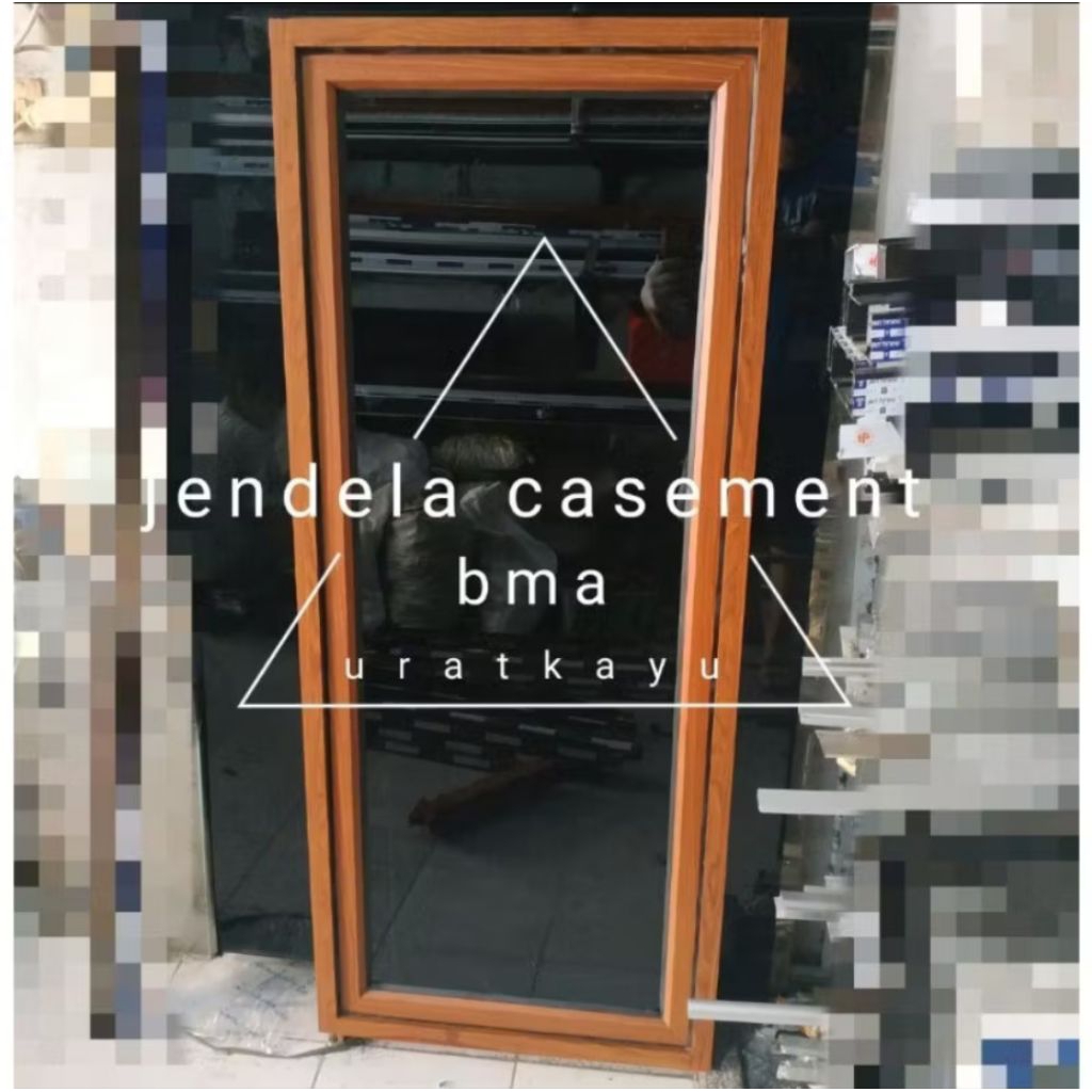 Jendela Aluminium 60x200 Serat Kayu Casement