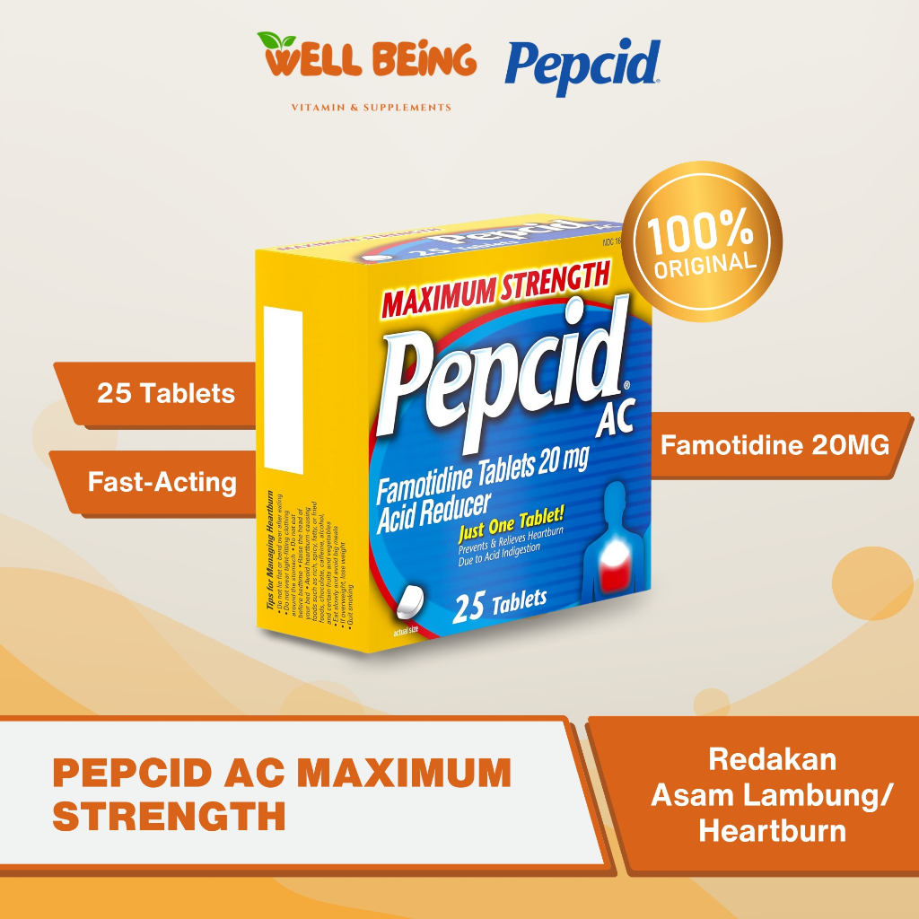 Pepcid AC Maximum Strength Heartburn Relief Tablets, OTC Medicine Prevents & Relieves Heartburn Due 