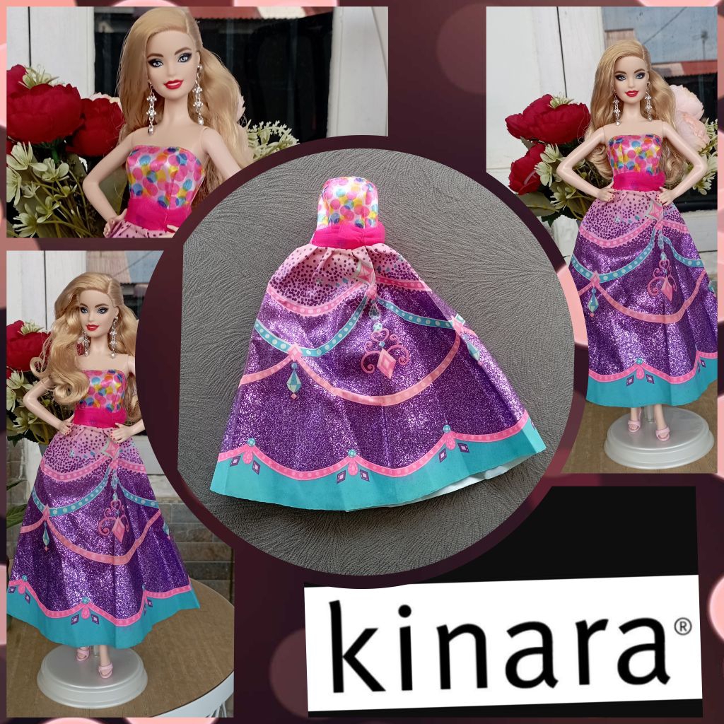 Gaun Barbie Princess Purple Glitter Original Mattel