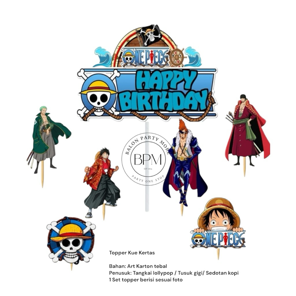 (ONE PIECE) TOPPER KUE ONE PIECE/ ONEPIECE/ HIASAN KUE ONE PIECE/  HIASAN KUE KERTAS