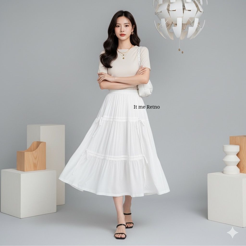 Lyra skirt  | rok Korean style | rok wanita lucu Panjang Serut | fashion muslim