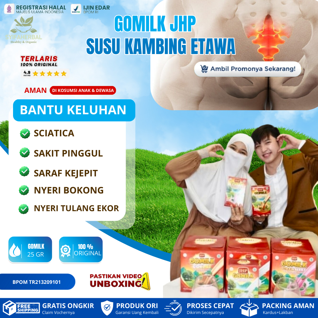 GOMILK Sachet - Susu Untuk Nyeri Tulang Ekor, Obat Sciatica Skiatika, Obat Cedera Tulang Ekor, Obat 