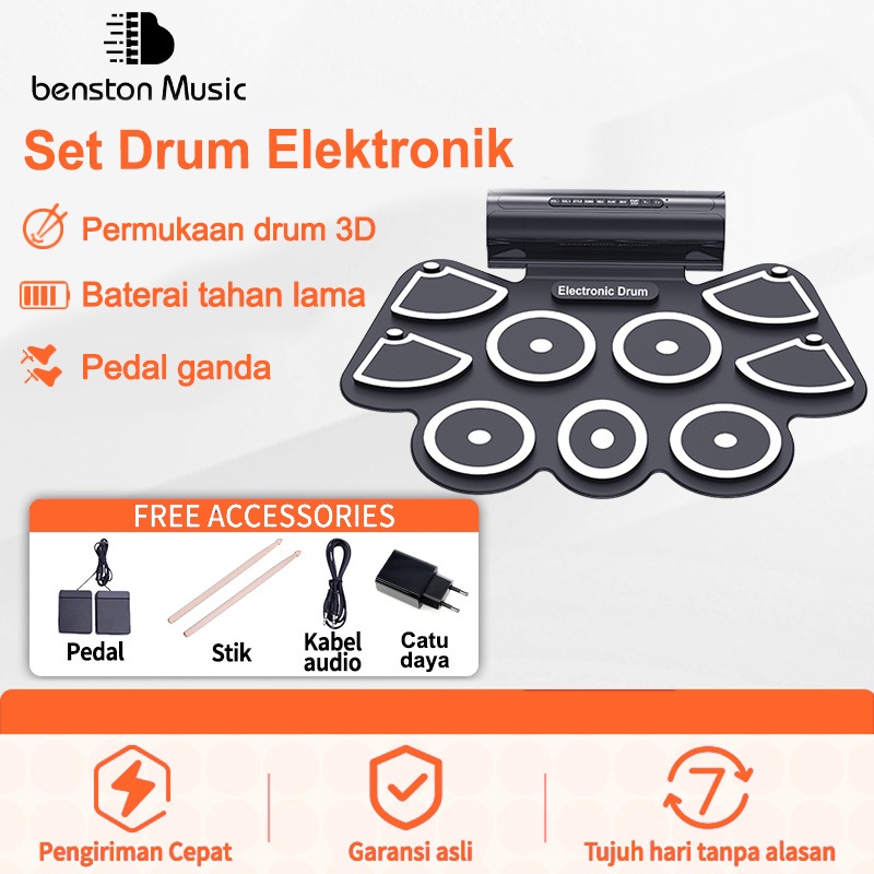 Benston Music- Set Drum/Set Drum Elektronik/Set Drum Set Lipat Nyaman/Set Drum Pemula Latihan Anak-a