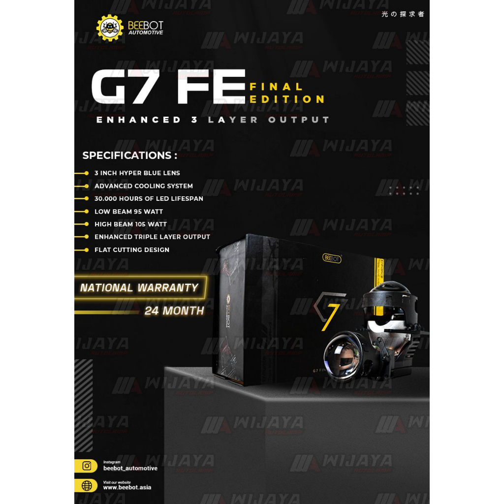 PROJECTOR BI-LED HEADLAMP G7 FINAL EDITION 3 INCH BEEBOT ( 2 PCS ) - SQUARE (KOTAK)