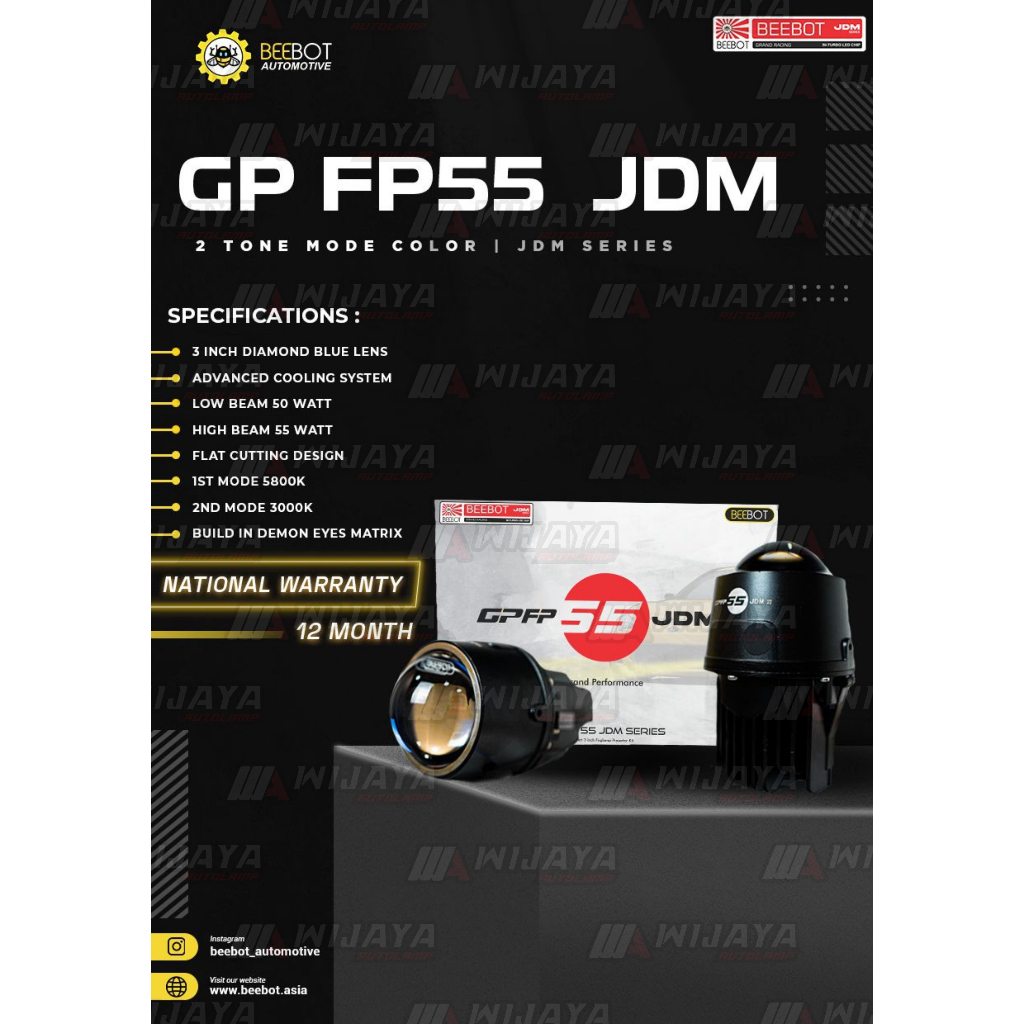 PROJECTOR FOGLAMP GP FP55 JDM 2 WARNA(PUTIH - KUNING) BEEBOT 3INCH (2PCS)
