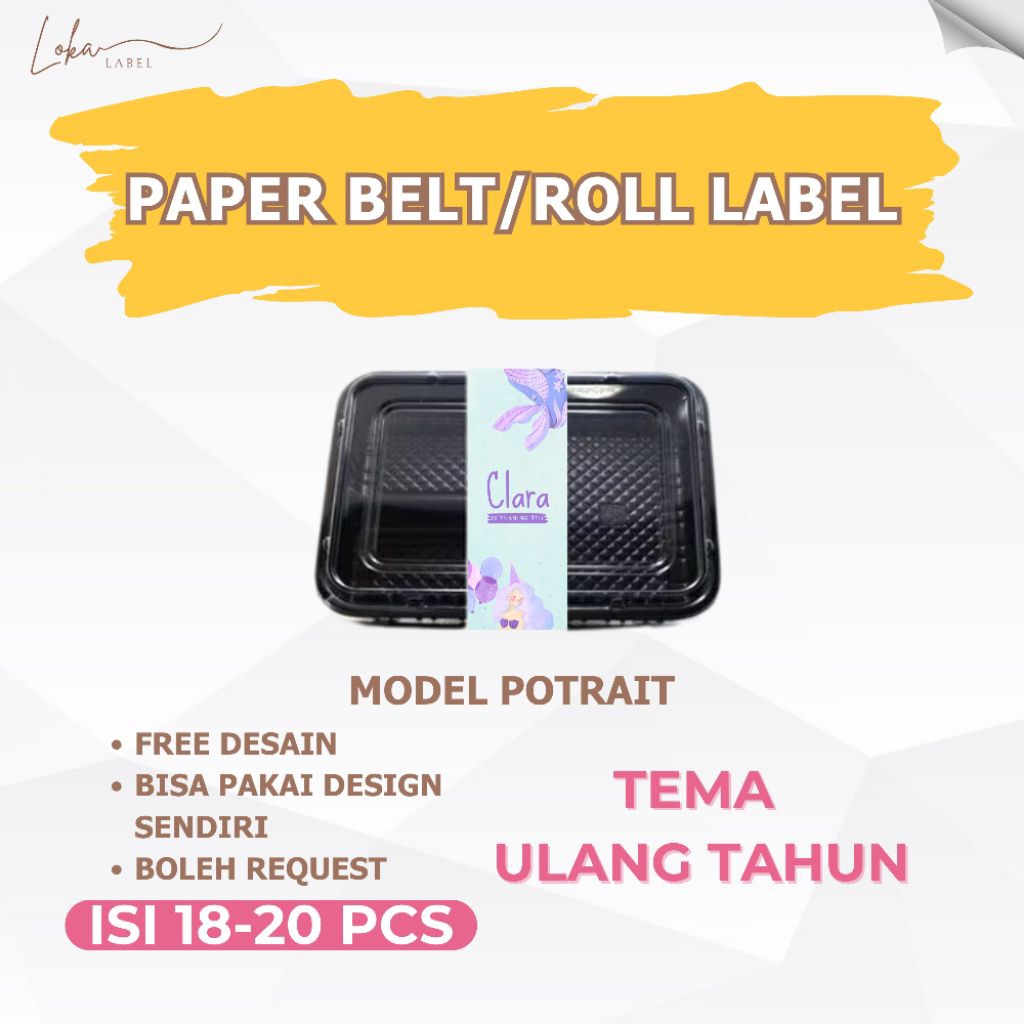 (Isi 18-20) Paper Belt Kemasan Makanan Custom / Sleeve Bungkus Roti Snack Cup – Desain Sesuai Pesana