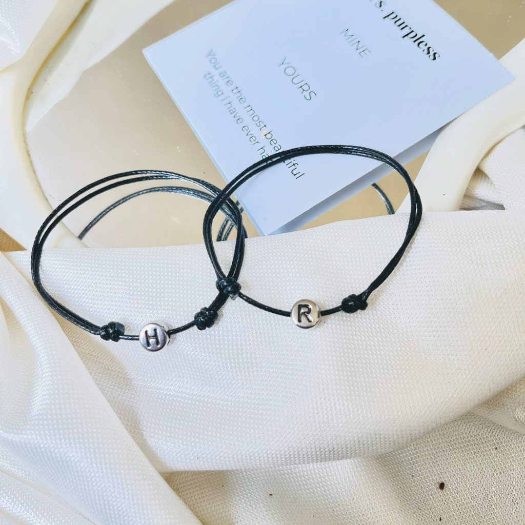 Gelang huruf || Gelang inisial || Gelang couple huruf || Free box & Stiker lucu