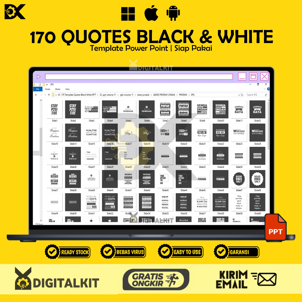 [T0400] 170 TEMPLATE POWER POINT QUOTES BLACK & WHITE
