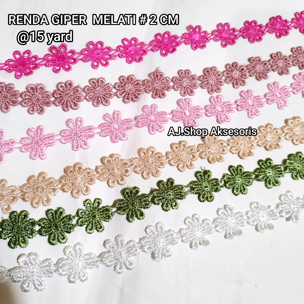 RENDA GYPER BORDIR BUNGA / GIPER MELATI  PER PCS