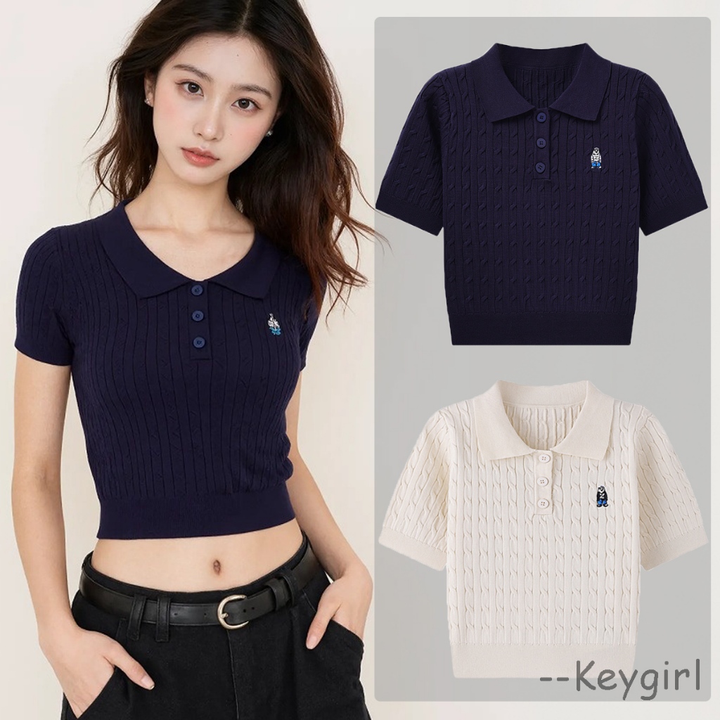 oblong rajut bergaris Kaos Oblong Rajut Wanita Lengan Pendek Motif Garis bergaris lengan pendek moti
