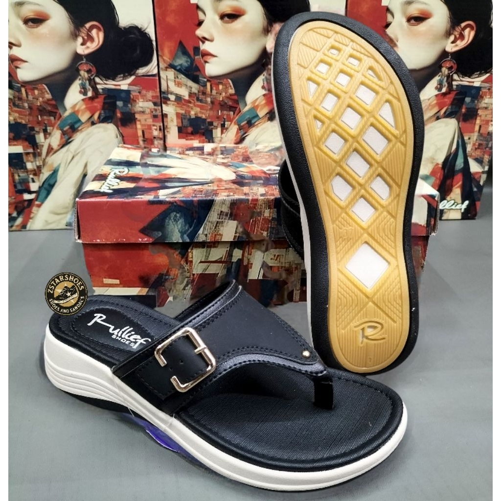 Rullief FBJ 775 Sandal Jepit Wedges Wanita Sandal Fashion Wanita Berkualitas Original