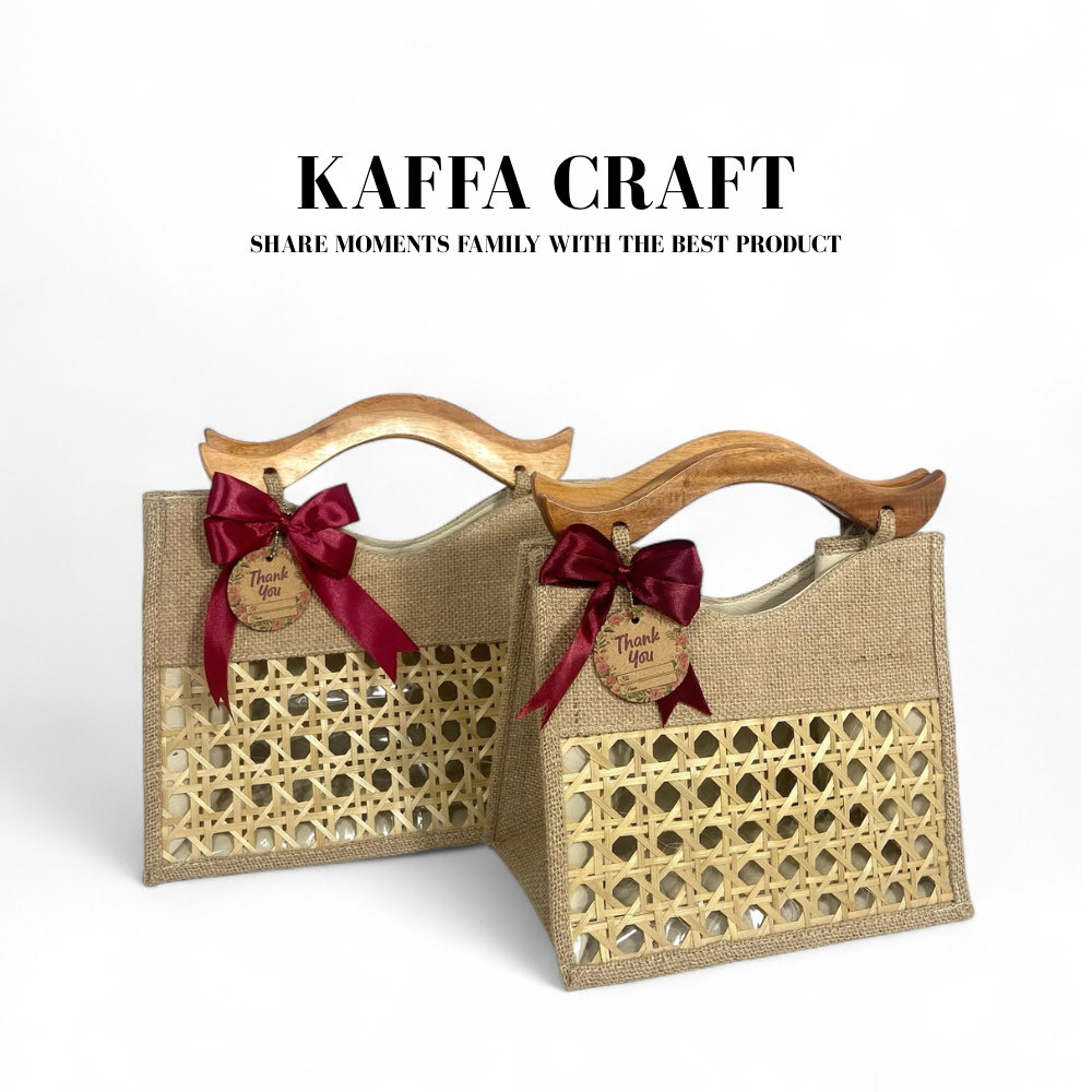 Tas Hampers Goni Kombinasi Bambu Tas kado, Natal, Imlek, Lebaran, Tas Mukena Premium