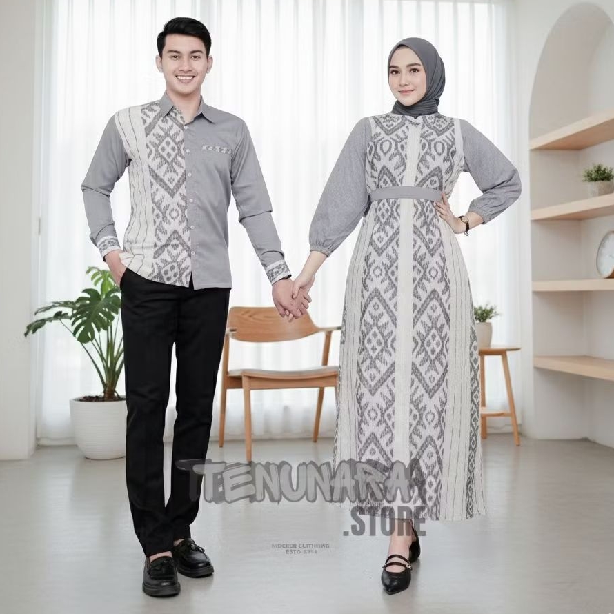 Baju Couple Pasangan Muslim Batik Modern – Seragam Lebaran Elegan