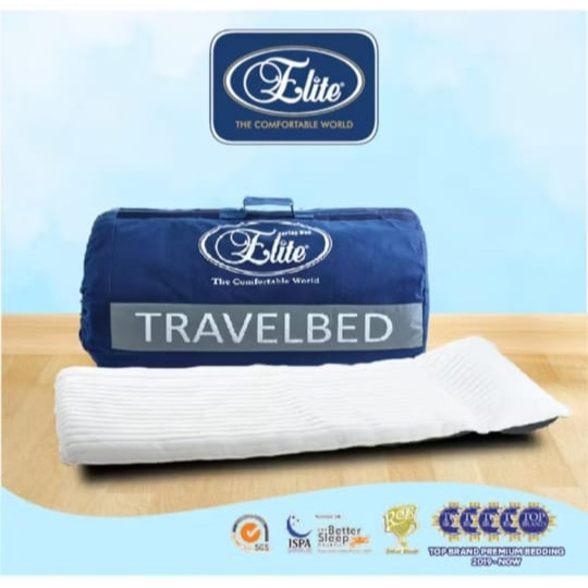 Kasur Travel Bed Elite 90x190 cm kasur tebal gulung super Putih White dengan tas di dalam