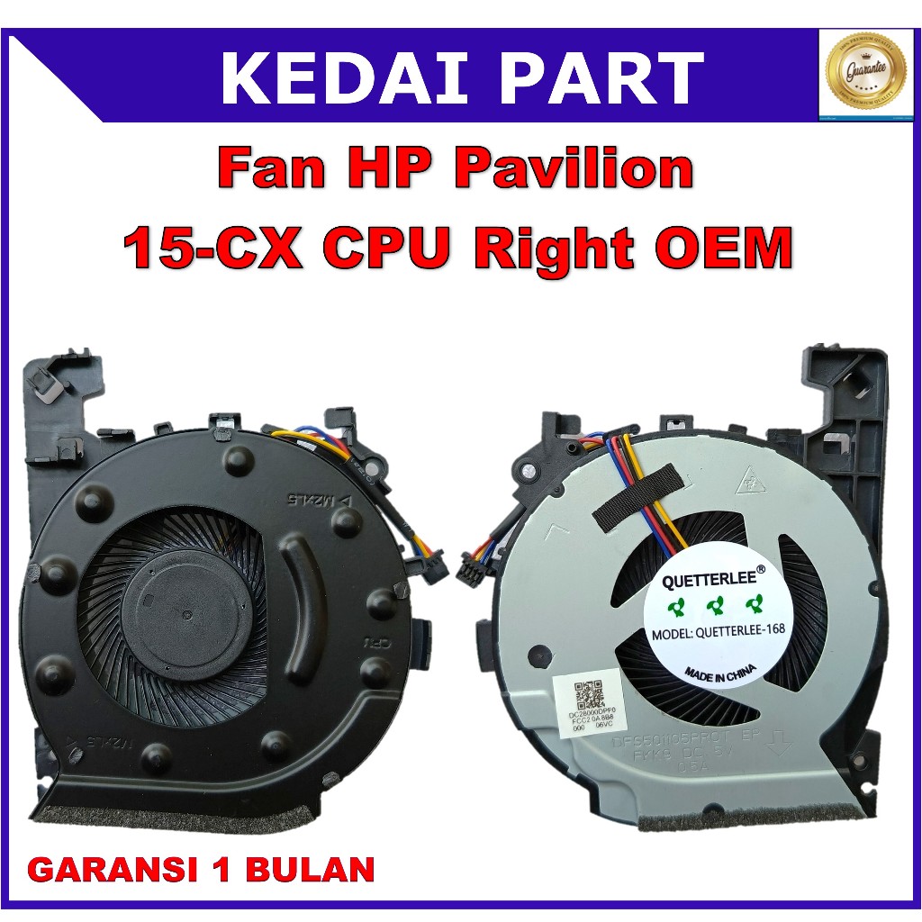 Fan HP Pavilion 15-CX Gaming 15-CX0040 15-CX0008CA CPU Right OEM