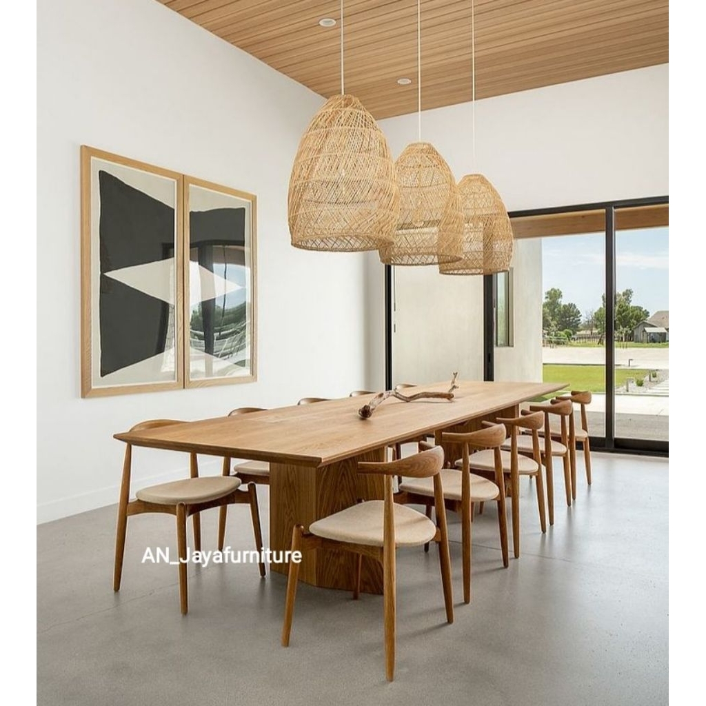 Meja makan kayu jati set 10 kursi Meja makan kayu jati desain terbaru
