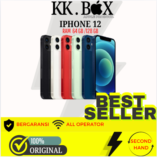 Apple iPhone 12 64GB 128GB 256GB (Slot sim + kabel USB ) SECOND FULLSET MULUS ORIGINAL GARANSI