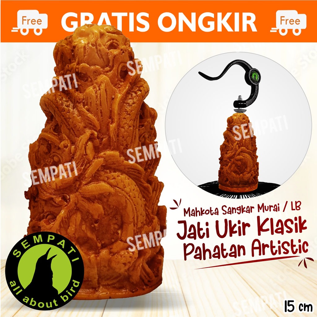 SEMPATI Pion Sangkar Burung Ukir Gold Pernis Motif Naga Pion Sangkar Kandang Burung Lovebird Murai K