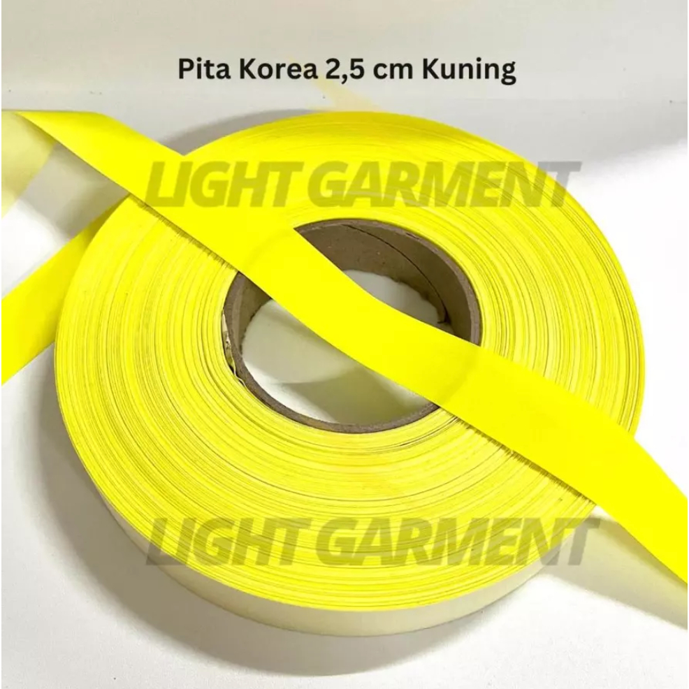 Pita Scotlight Kain Korea KUNING 2,5 CM 1 rol isi 100 meter / Kain Scotchlite Reflektor Reflektif Sk