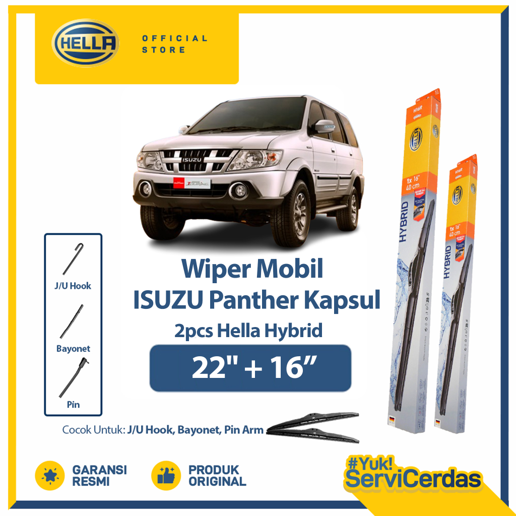Wiper Mobil ISUZU Panther Kapsul 22" + 16" (2pcs) - HELLA Hybrid