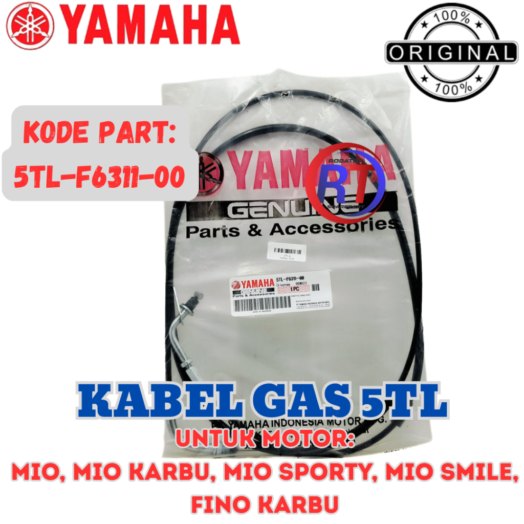 ORIGINAL KABEL GAS KODE 5TL YAMAHA KUALITAS ASLI UNTUK MOTOR MIO MIO KARBU MIO SPORTY MIO SMILE ASLI