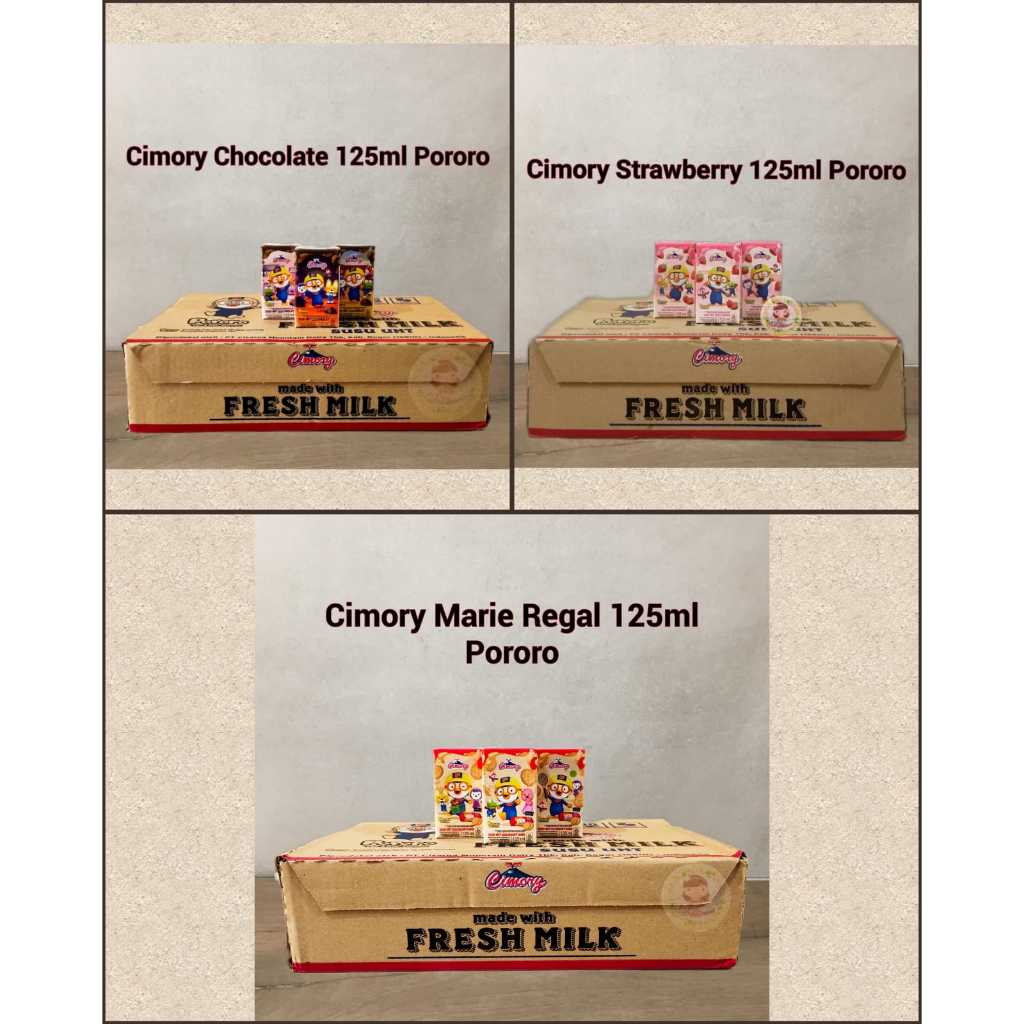 susu cimory 125 ml 1 karton fresh milk pororo chocolate stroberi marie regal isi 40 pcs (scp)